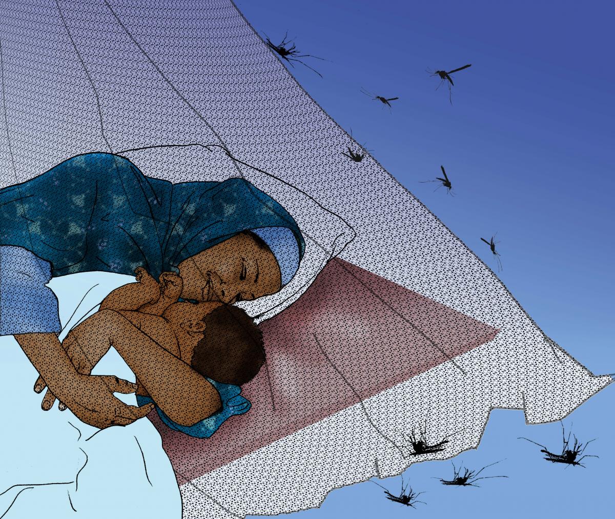 Malaria - Mother and child sleeping under net - 02 - Kenya Dadaab