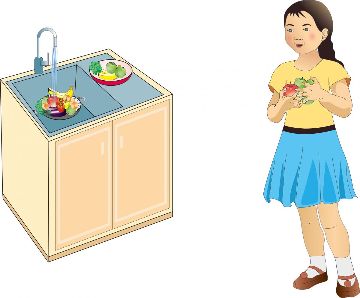 Food Practices - Girl washing fruits and vegetables - 00 - Kyrgyz Republic Food Practices - Girl washing fruits and vegetables - 00 - Kyrgyz Republic