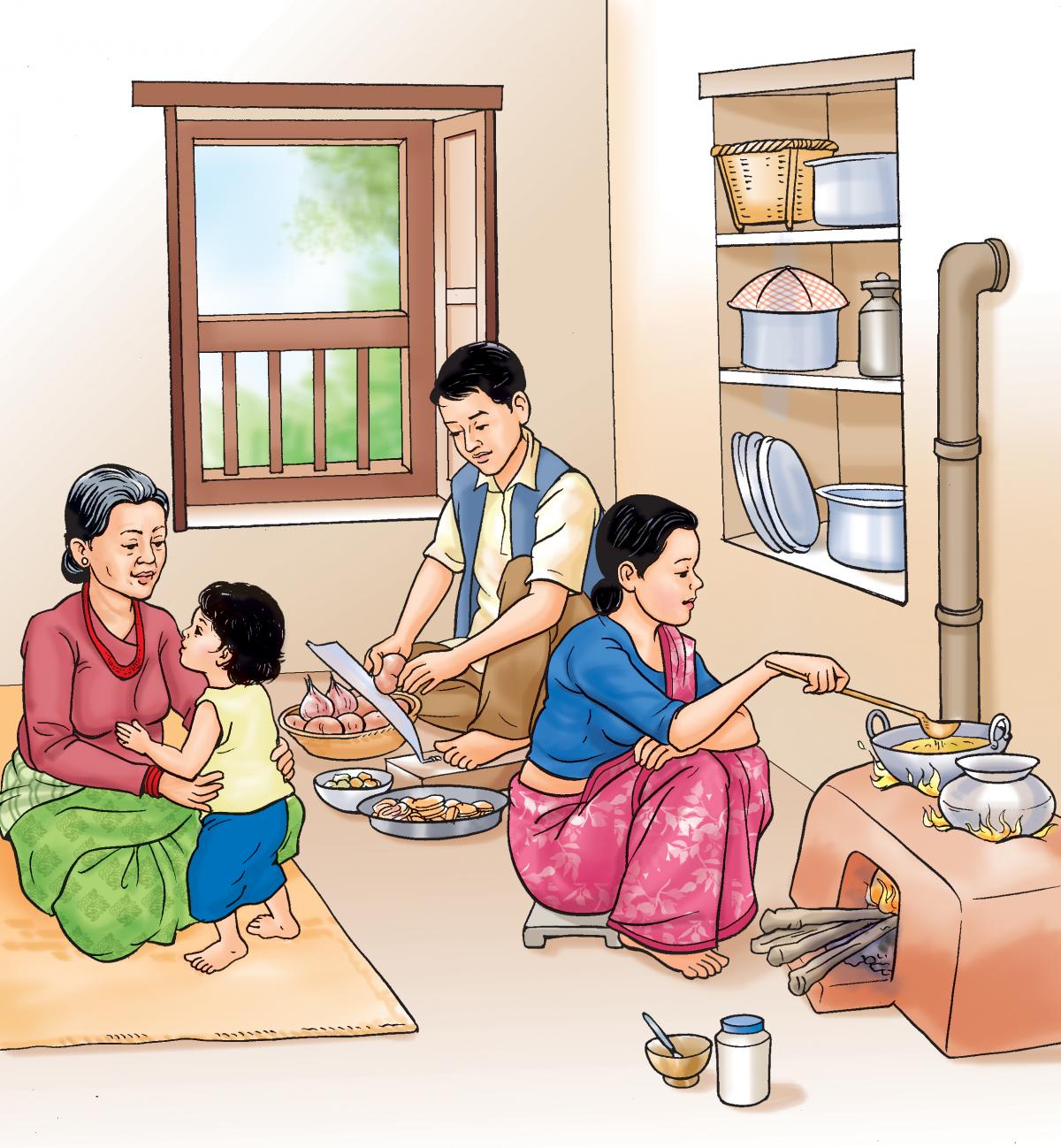 Food practices - Father, mother, and mother in law share household tasks - 03 - Nepal Food practices - Father, mother, and mother in law share household tasks - 03 - Nepal