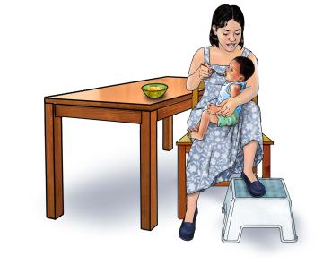 Complementary Feeding - Mother and child with proper positioning during complementary feeding - 02 - RCELLAC